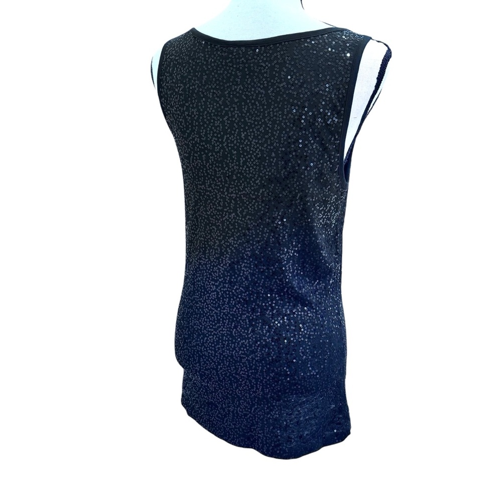 DKNY BLACK SEQUINS SCOOP NECK SLEEVELESS COTTON TOP - Picture 5 of 12